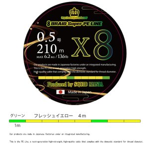 画像1: スクマニ X8-PE イエロー/グリーン0.5-210m (1)