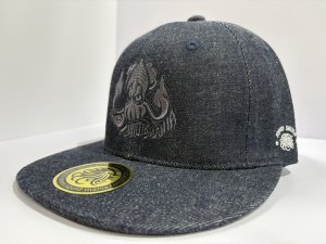 画像2: オリジナルデニムCAP『BAD SQUID 2』ガンメタ刺繍 (2)