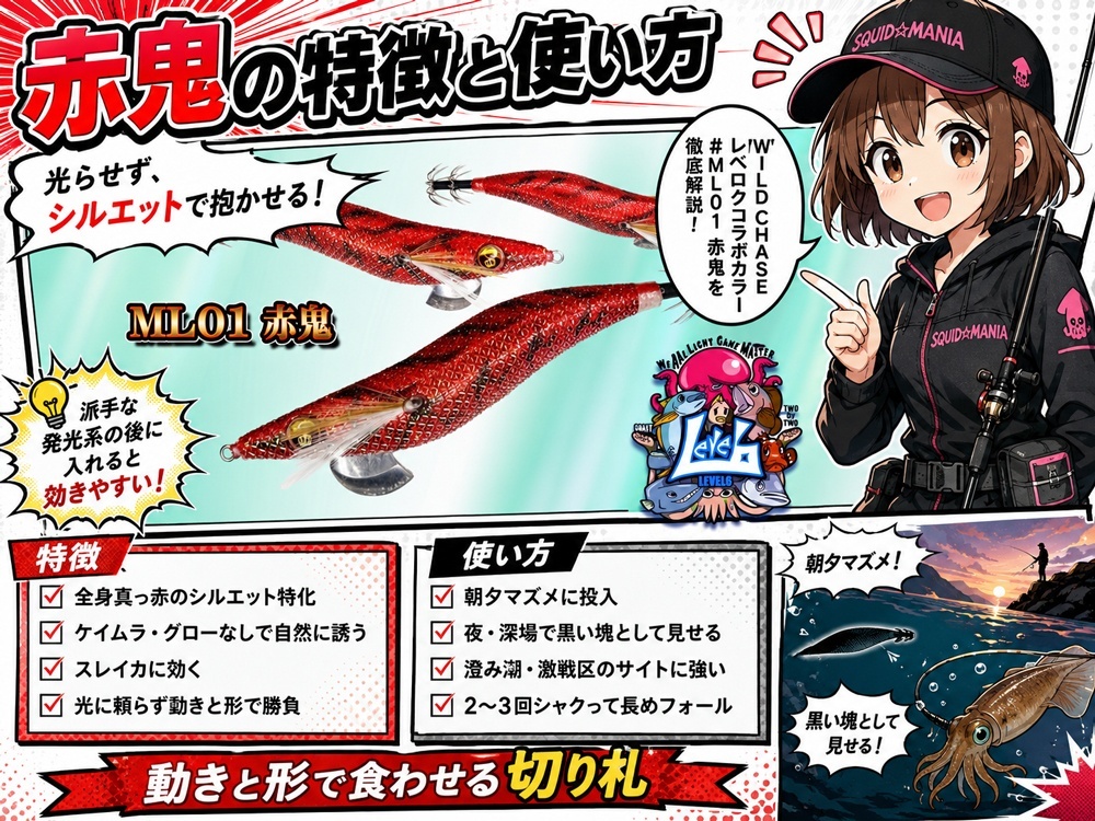 鯱頭　赤鬼 WILDCHASE 3.5号 / ML01 赤鬼 - エギングショップ SQUID MANIA